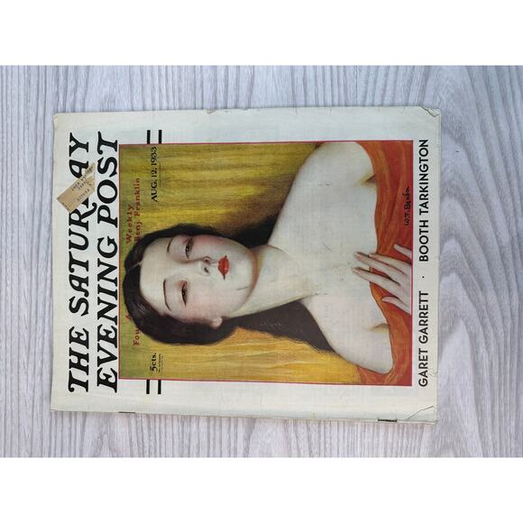 Vtg The Saturday Evening Post Aug 12 1933 W.T. Benda Cover Art Booth Tarkington - Picture 2 of 6